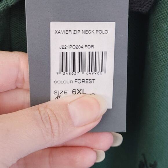 Johnny Bigg Xavier Zip Neck Polo Shirt NWT Forest Green Navy Blue 6X US 4X - Picture 5 of 5